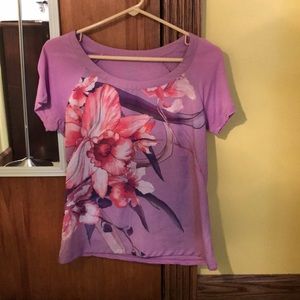 Flowered purple blouse